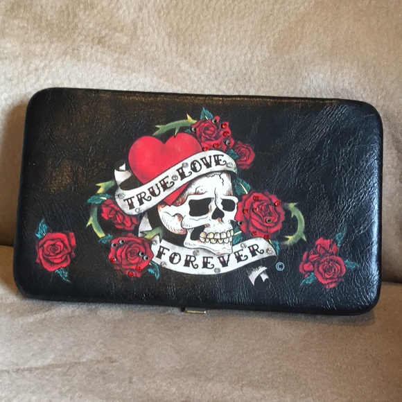 Handbags - 💀 SUGAR SKULL & ROSES BLACK HARD CASE WALLET